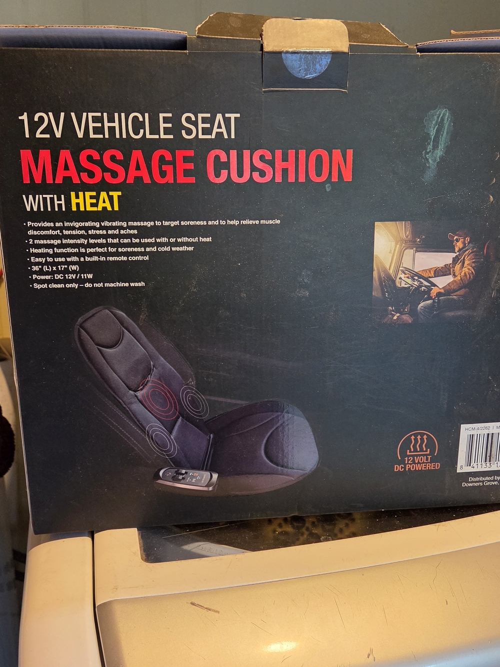 12V Vehicle Seat Massage Cushion with Heat - Black
